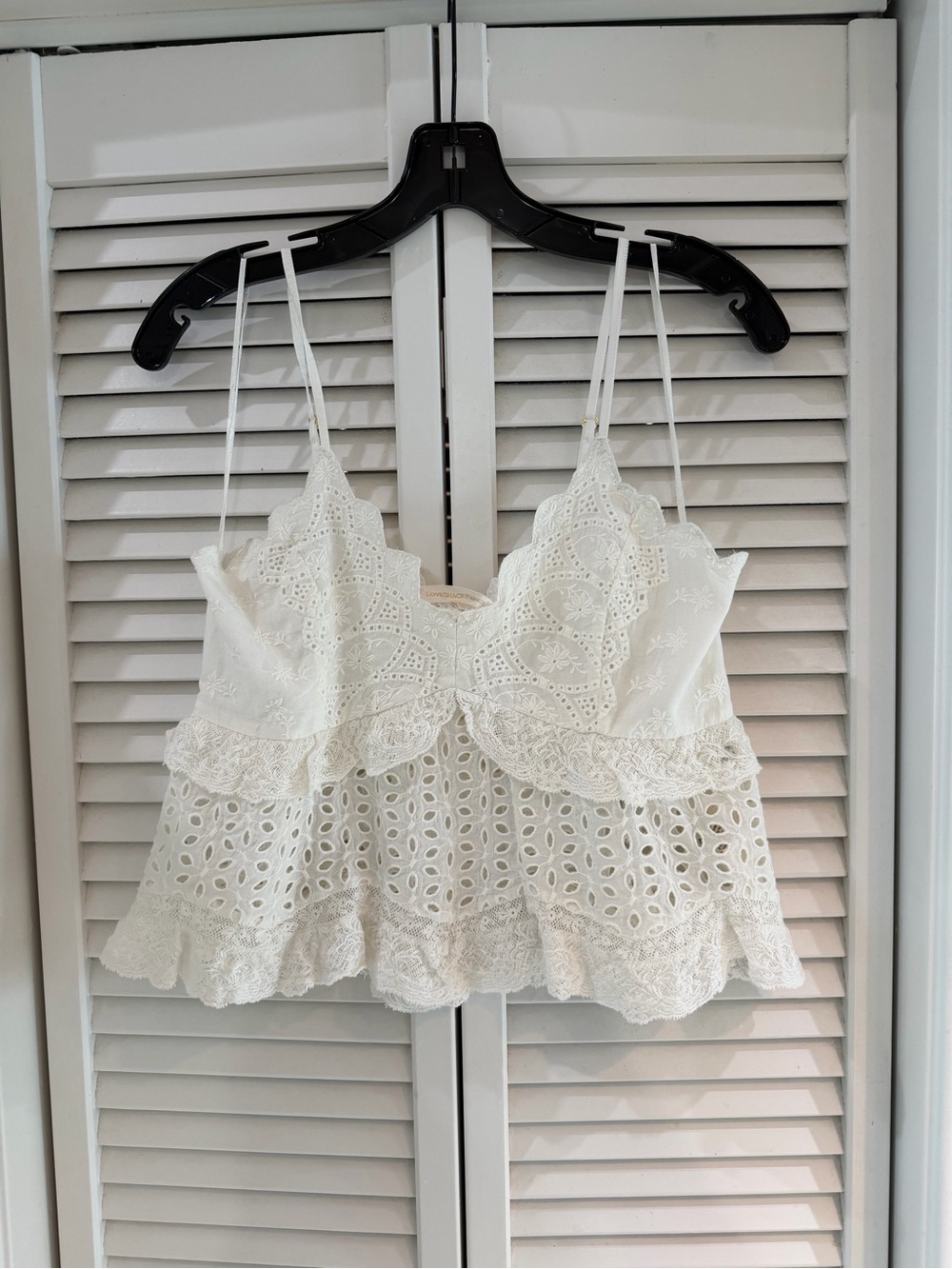 LoveShackFancy White Eyelet Lace Camisole